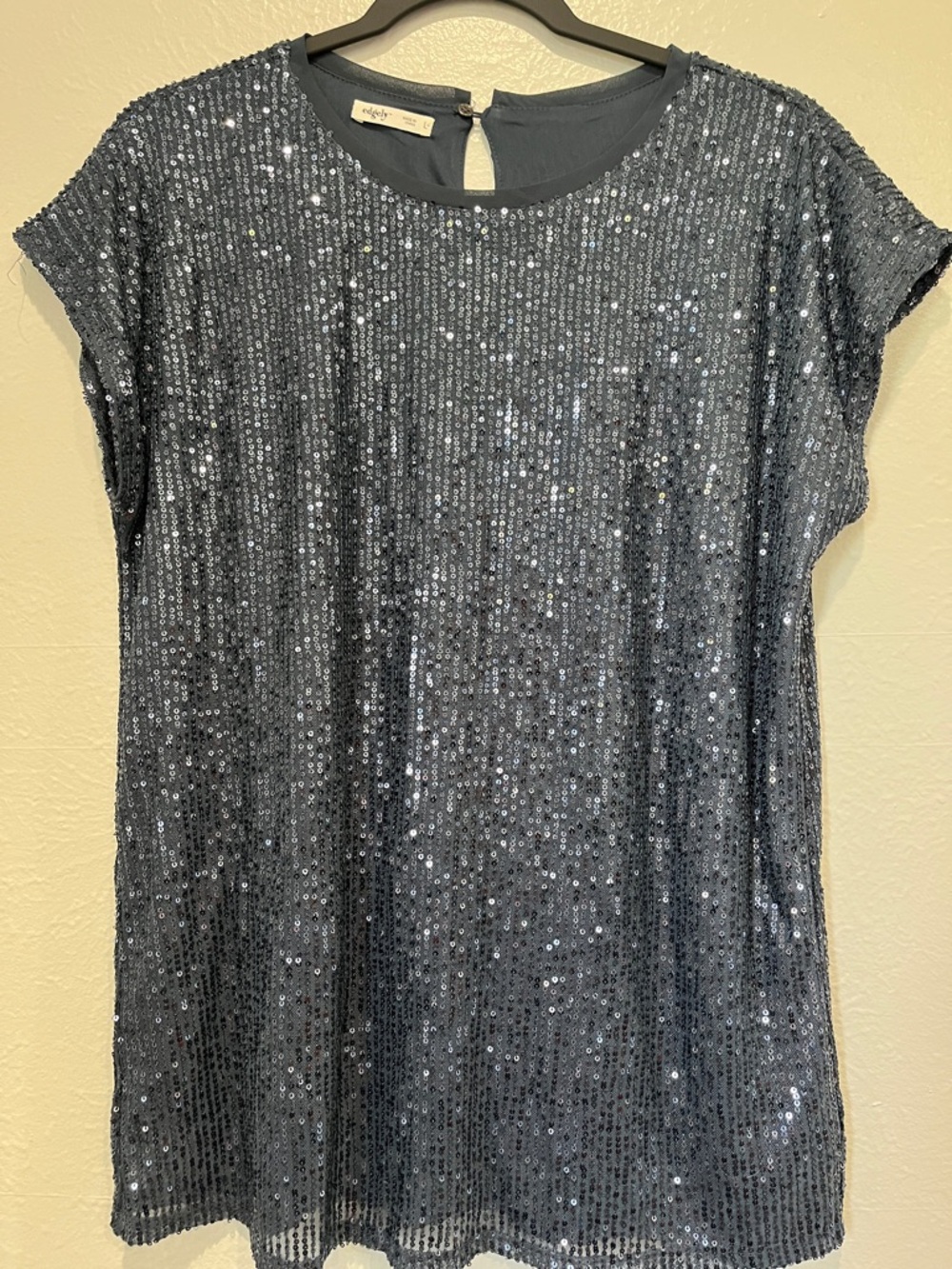 Maurices Navy Sequin Short Sleeve Tunic